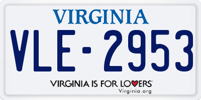 VA license plate VLE2953