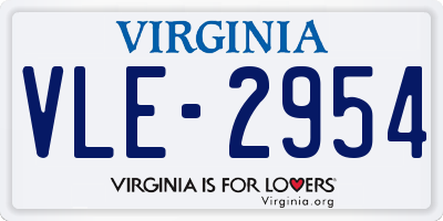 VA license plate VLE2954