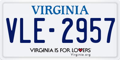 VA license plate VLE2957