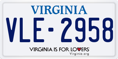 VA license plate VLE2958