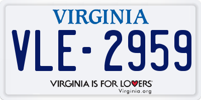 VA license plate VLE2959