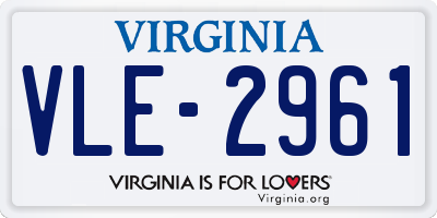VA license plate VLE2961