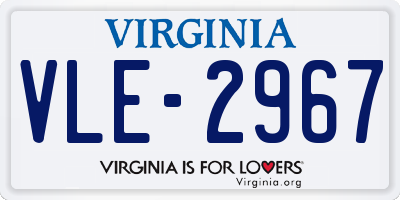 VA license plate VLE2967