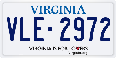 VA license plate VLE2972