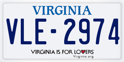 VA license plate VLE2974