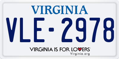 VA license plate VLE2978