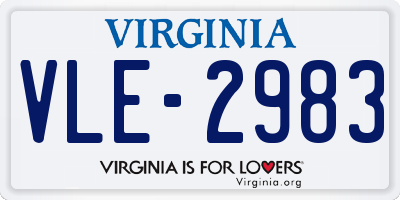 VA license plate VLE2983