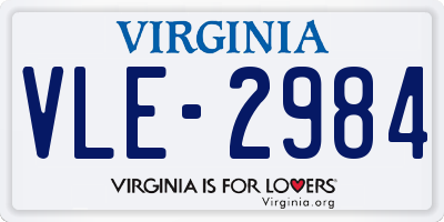 VA license plate VLE2984