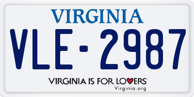 VA license plate VLE2987