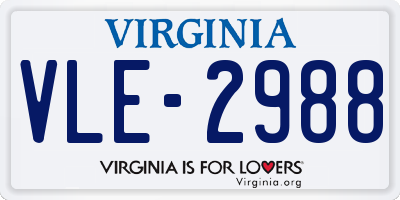 VA license plate VLE2988
