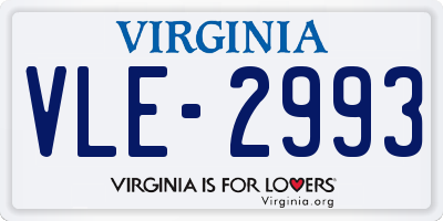 VA license plate VLE2993