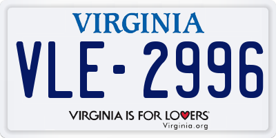 VA license plate VLE2996