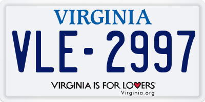 VA license plate VLE2997