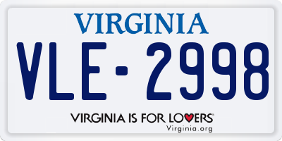 VA license plate VLE2998