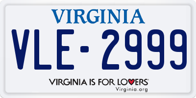 VA license plate VLE2999
