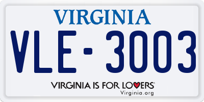 VA license plate VLE3003