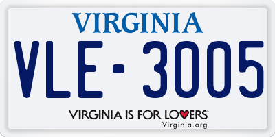VA license plate VLE3005