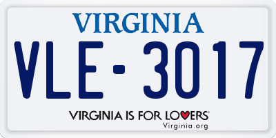 VA license plate VLE3017