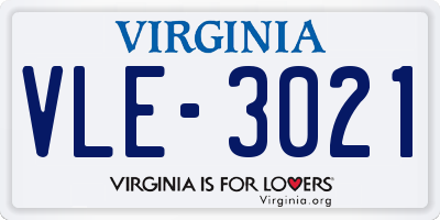 VA license plate VLE3021