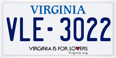 VA license plate VLE3022