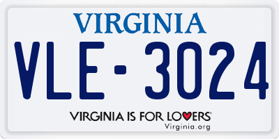 VA license plate VLE3024