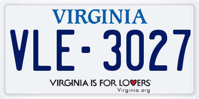 VA license plate VLE3027