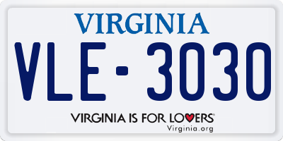 VA license plate VLE3030