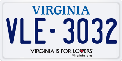 VA license plate VLE3032
