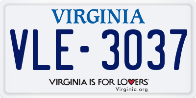 VA license plate VLE3037