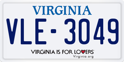 VA license plate VLE3049