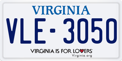 VA license plate VLE3050