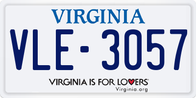 VA license plate VLE3057