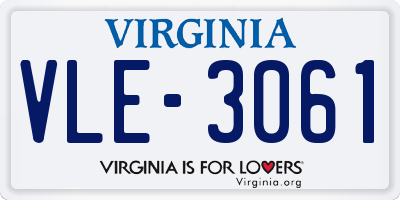 VA license plate VLE3061