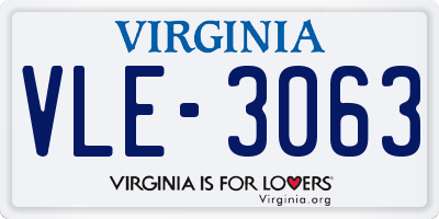 VA license plate VLE3063