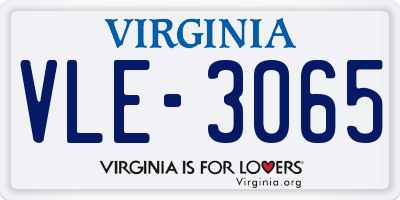 VA license plate VLE3065
