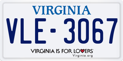 VA license plate VLE3067