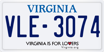 VA license plate VLE3074