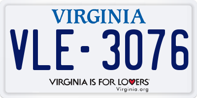 VA license plate VLE3076