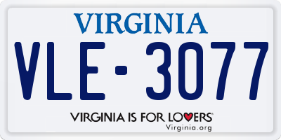 VA license plate VLE3077