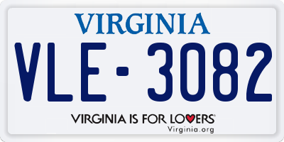 VA license plate VLE3082