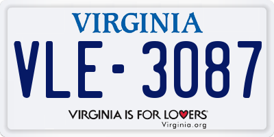 VA license plate VLE3087