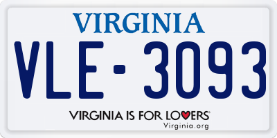 VA license plate VLE3093