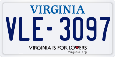 VA license plate VLE3097