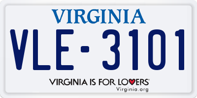 VA license plate VLE3101