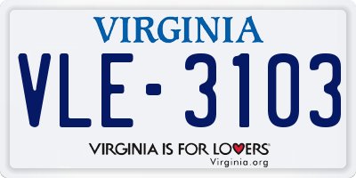 VA license plate VLE3103