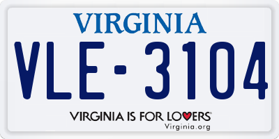 VA license plate VLE3104