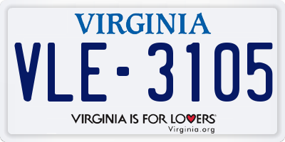 VA license plate VLE3105