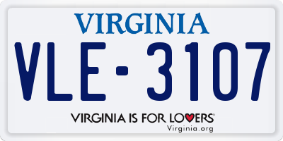 VA license plate VLE3107