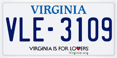 VA license plate VLE3109