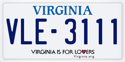 VA license plate VLE3111